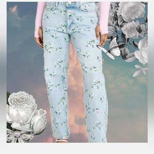 Wild Fable Women's Light Blue Floral Print Jeans